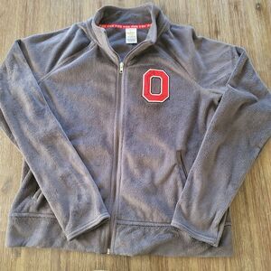 Victoria Secret Pink Ohio State Buckeyes Zip-Up Jacket Gray Zip Pockets SZ L